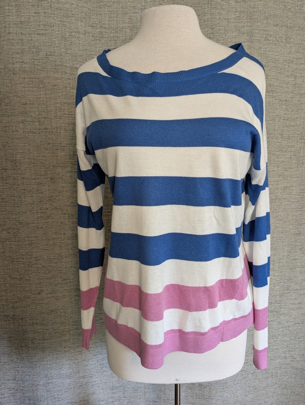 United Colors of Benetton Striped Drop Shoulder Lightweight Sweater Large - Picture 2 of 8